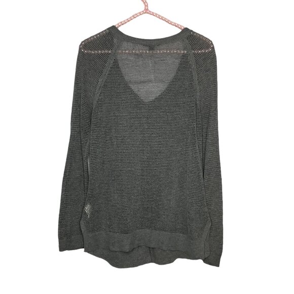 Vintage 00s Y2K American Eagle L Gray Open Knit‎ Cardigan Sweater Bella Swan - Picture 2 of 4